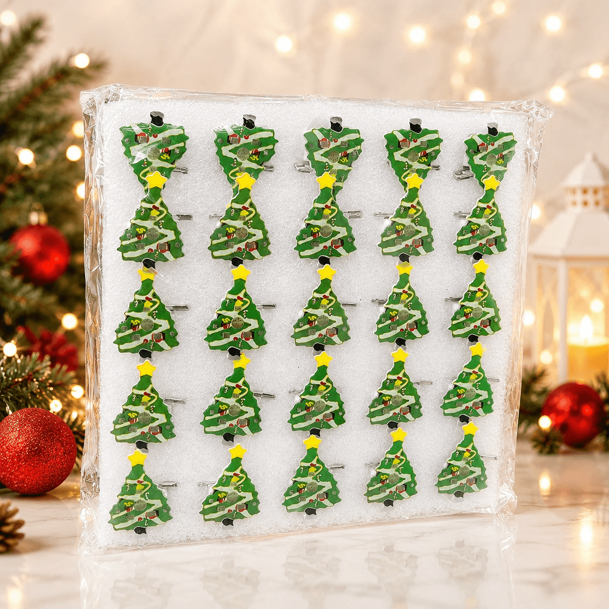 Pin arbol de navidad con luz x 25 unidades