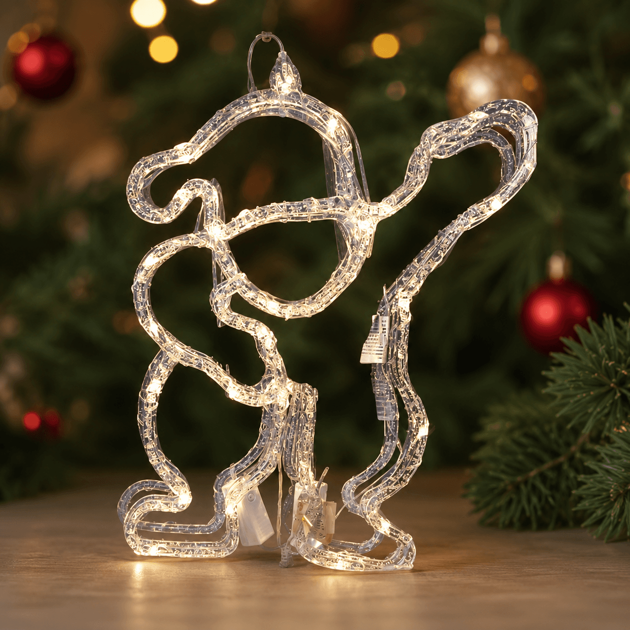 Adorno navideño Papá Noel acrílico 40cm, 50 LED, 8 funciones (Luz Blanca calida)