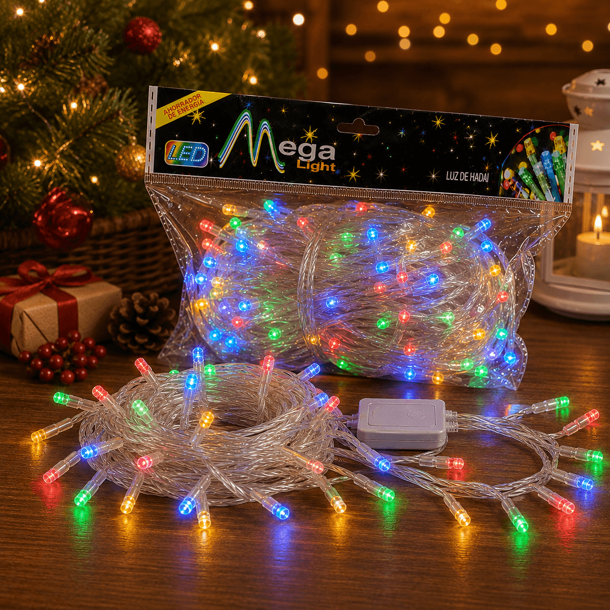 Luz navideña Inst led multicolor x 300 24mts