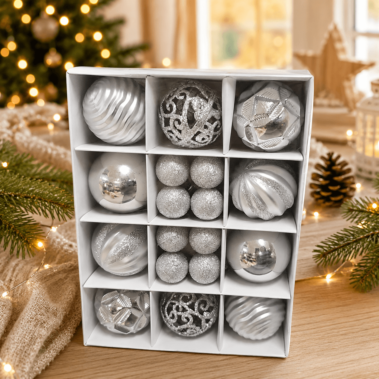 Bola navidad caja 6cm x 10 + 3cm x 16 S1032
