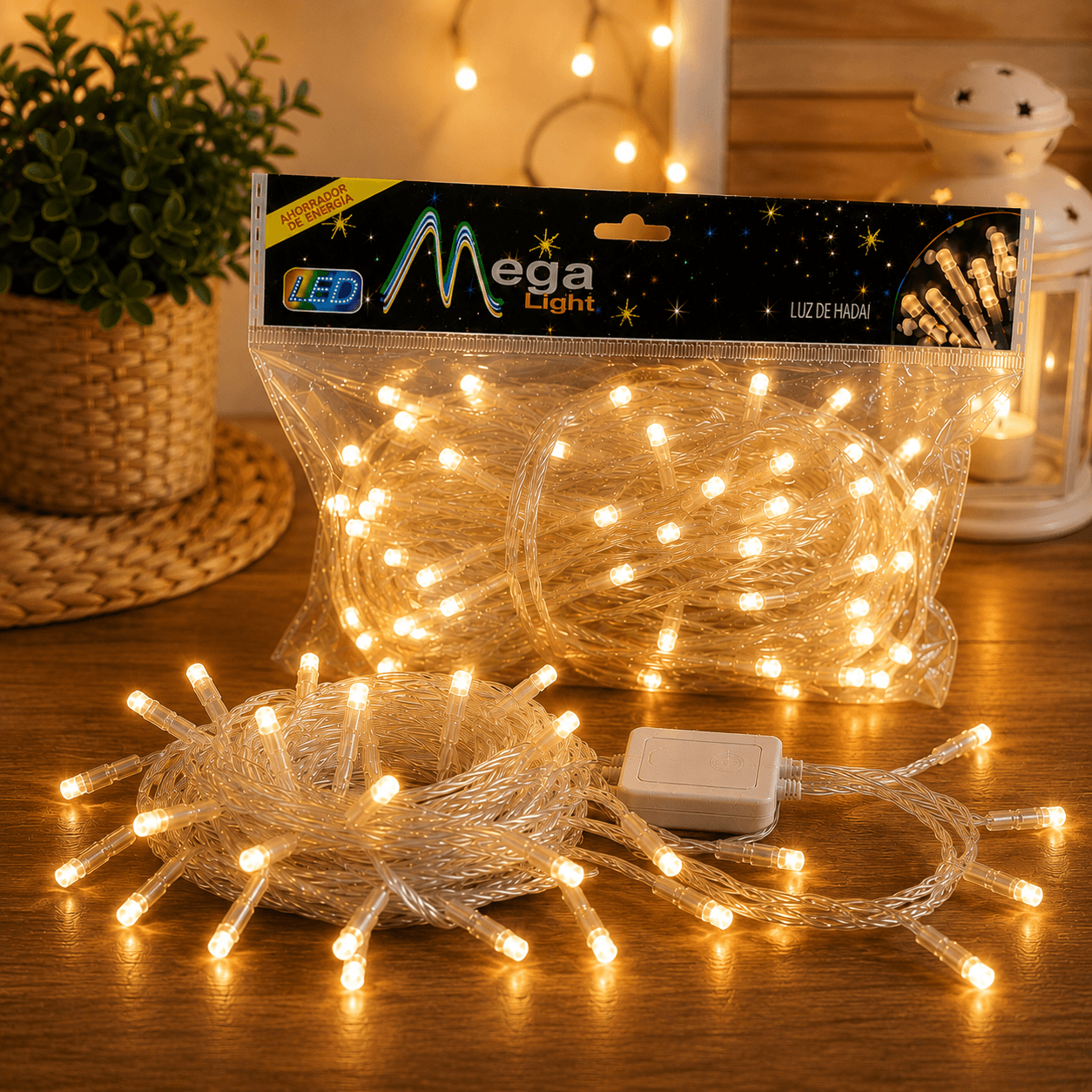 Luz navideña led cable trans calida x100l 9m