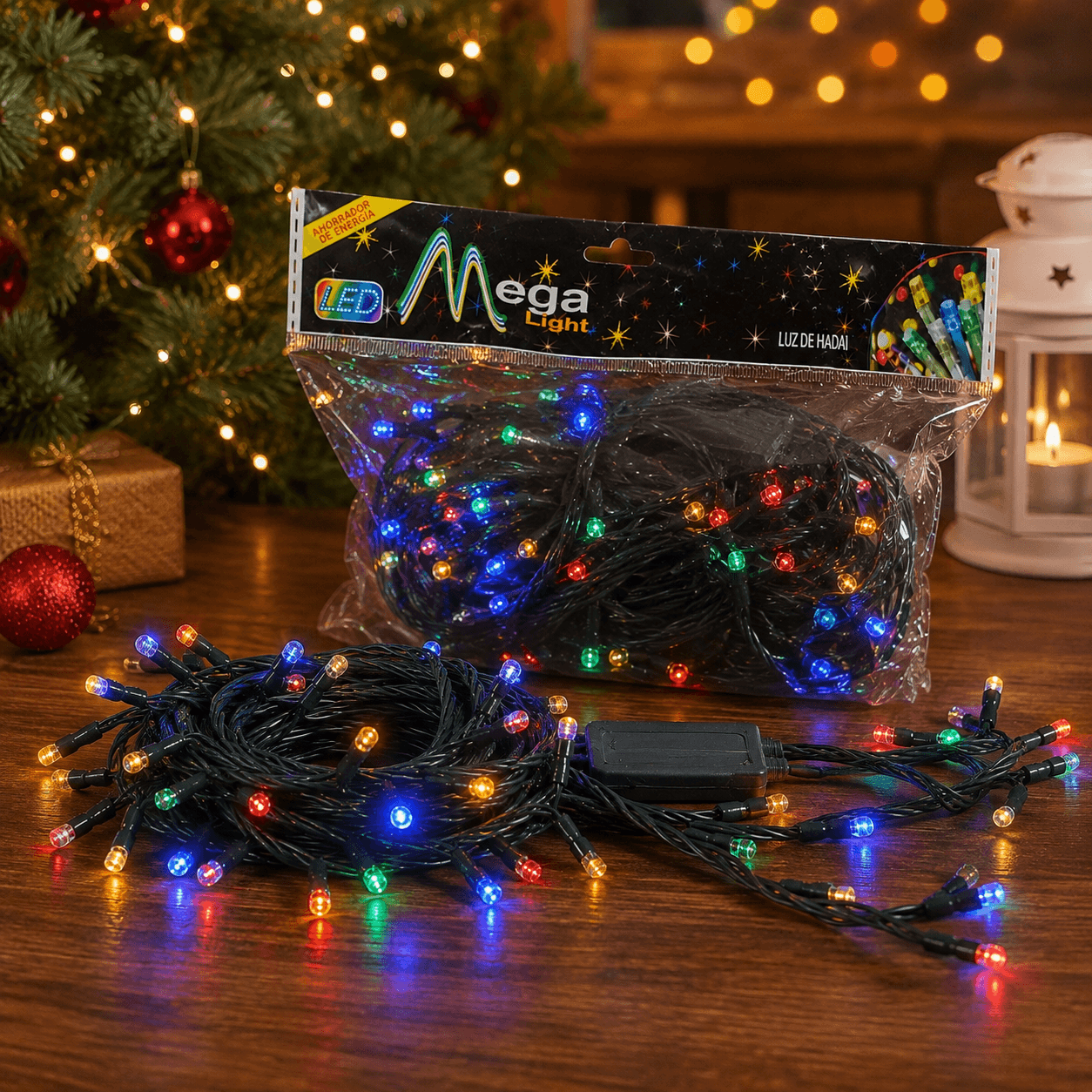 Luz navideña led cable verde multic x 200l 18m