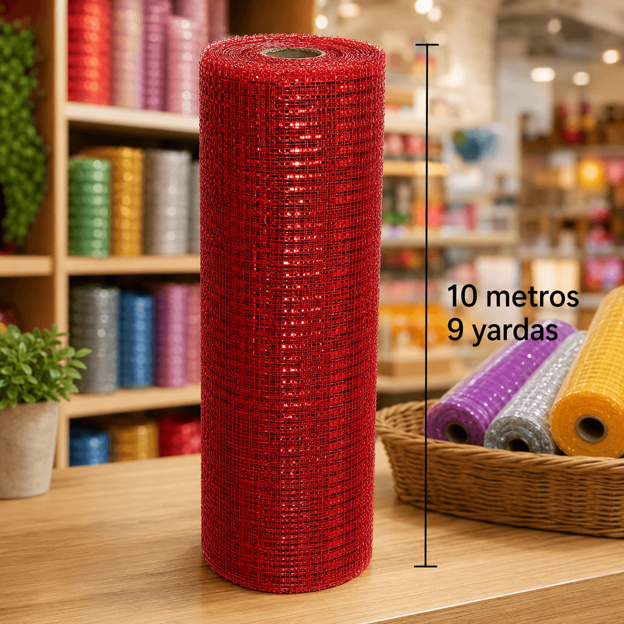 Malla navideña rojo espejo