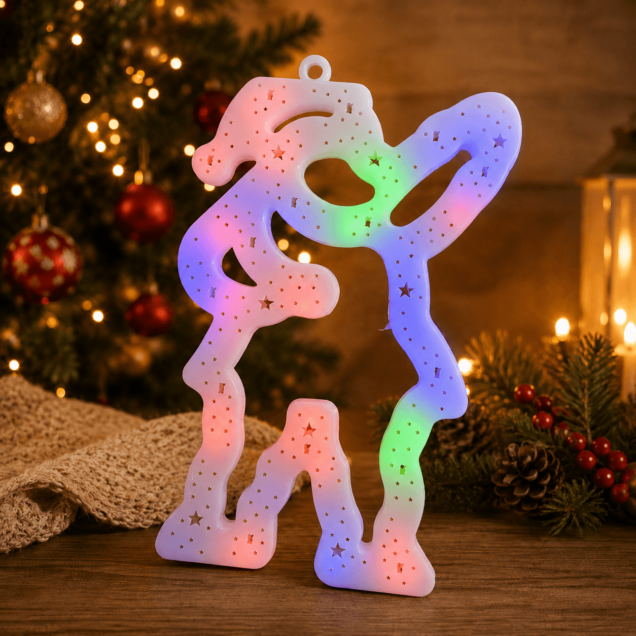 Adorno papa noel con luz