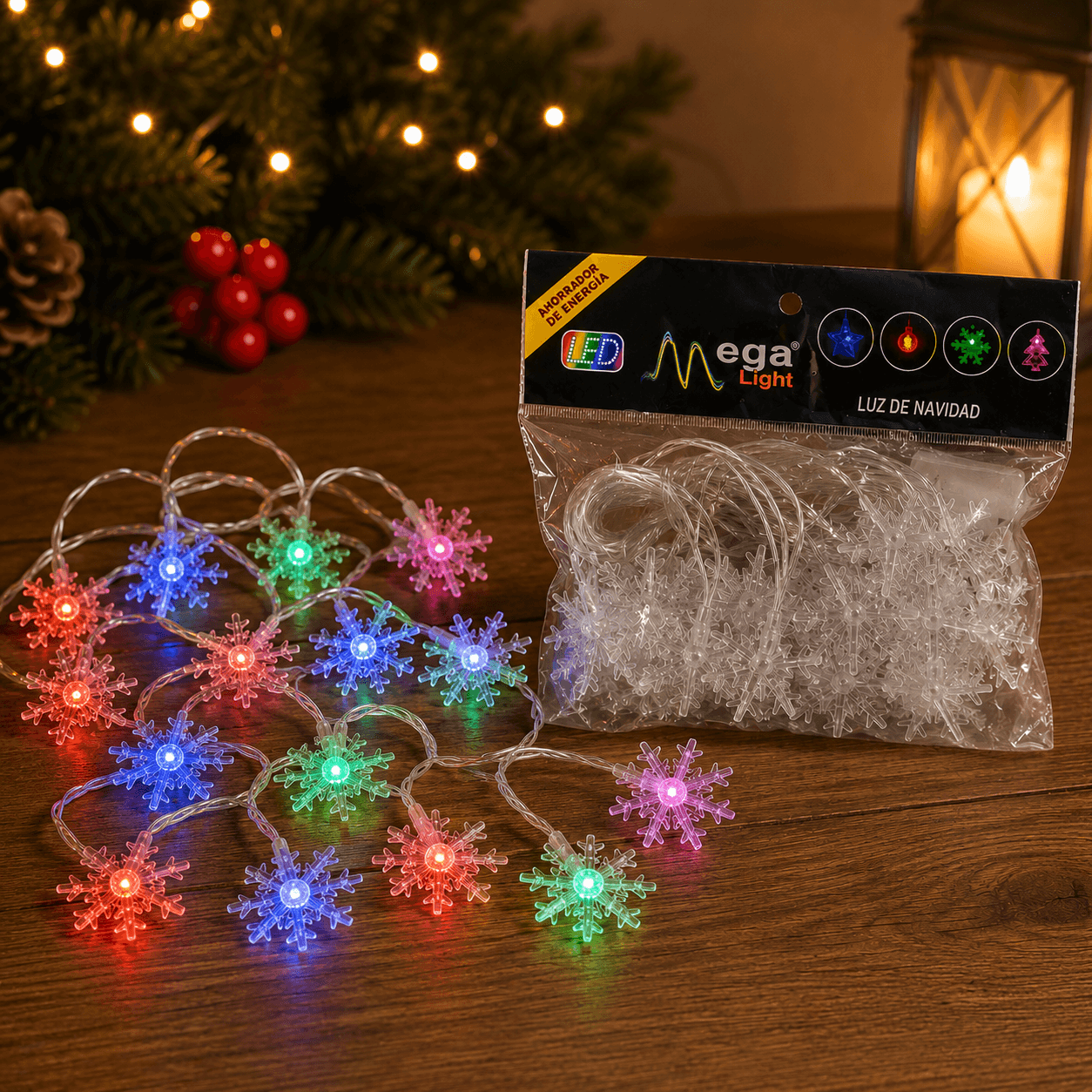 Instalacion copo de nieve multicolor 20l x 4m