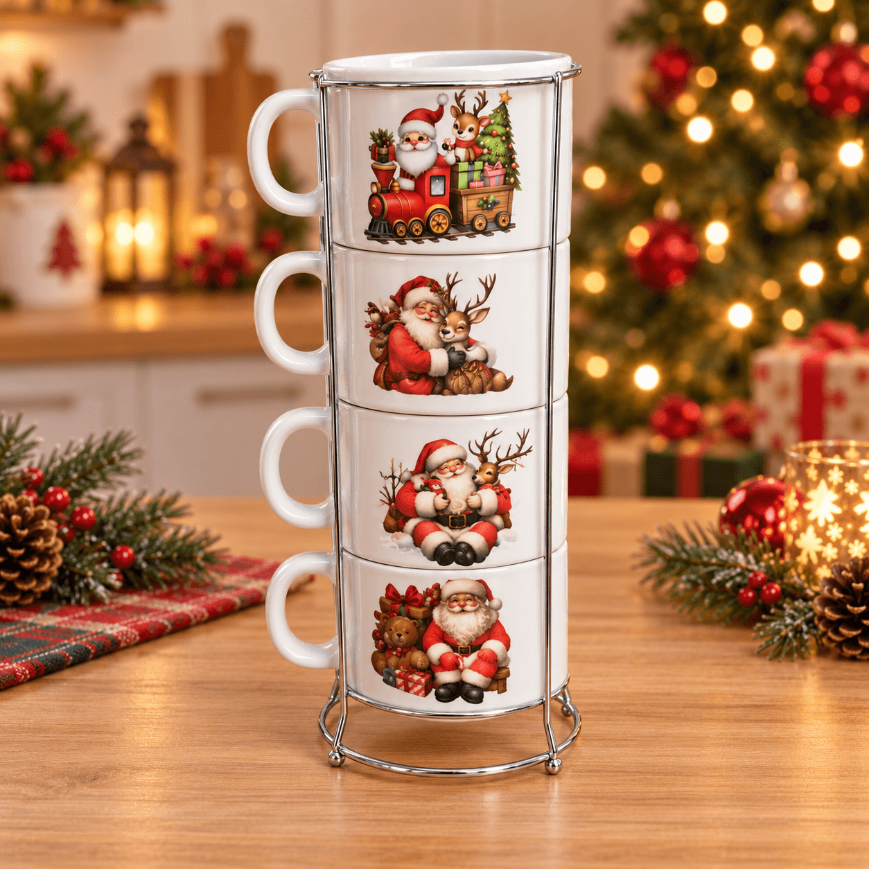 Torre pocillo navideño x4 und 21 cm