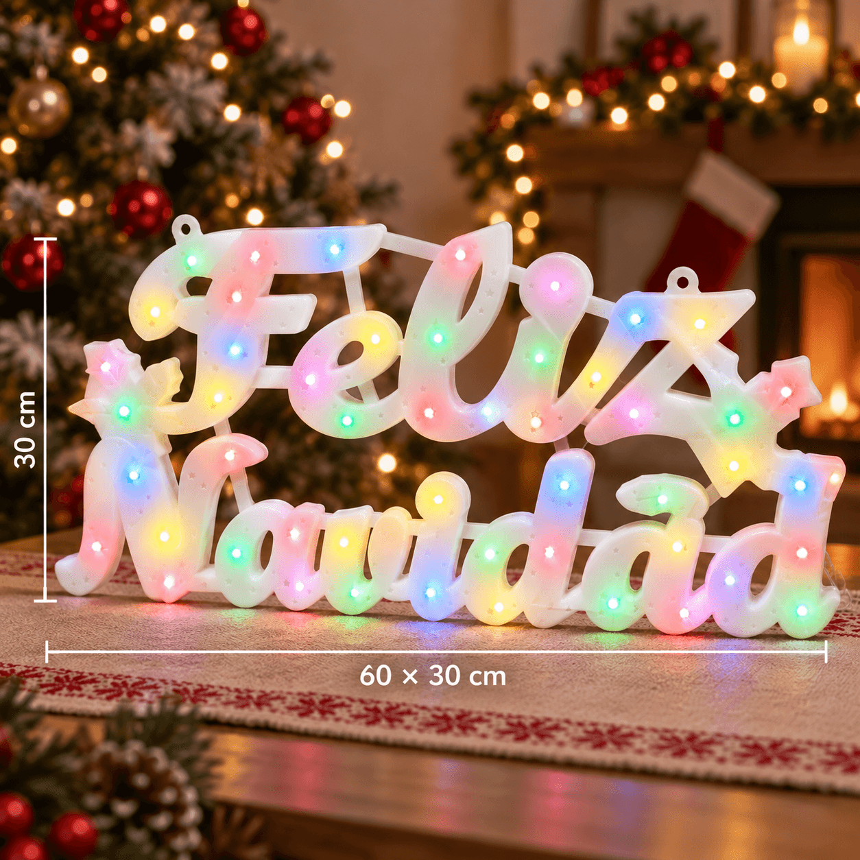 Figura luminosa feliz navidad grande