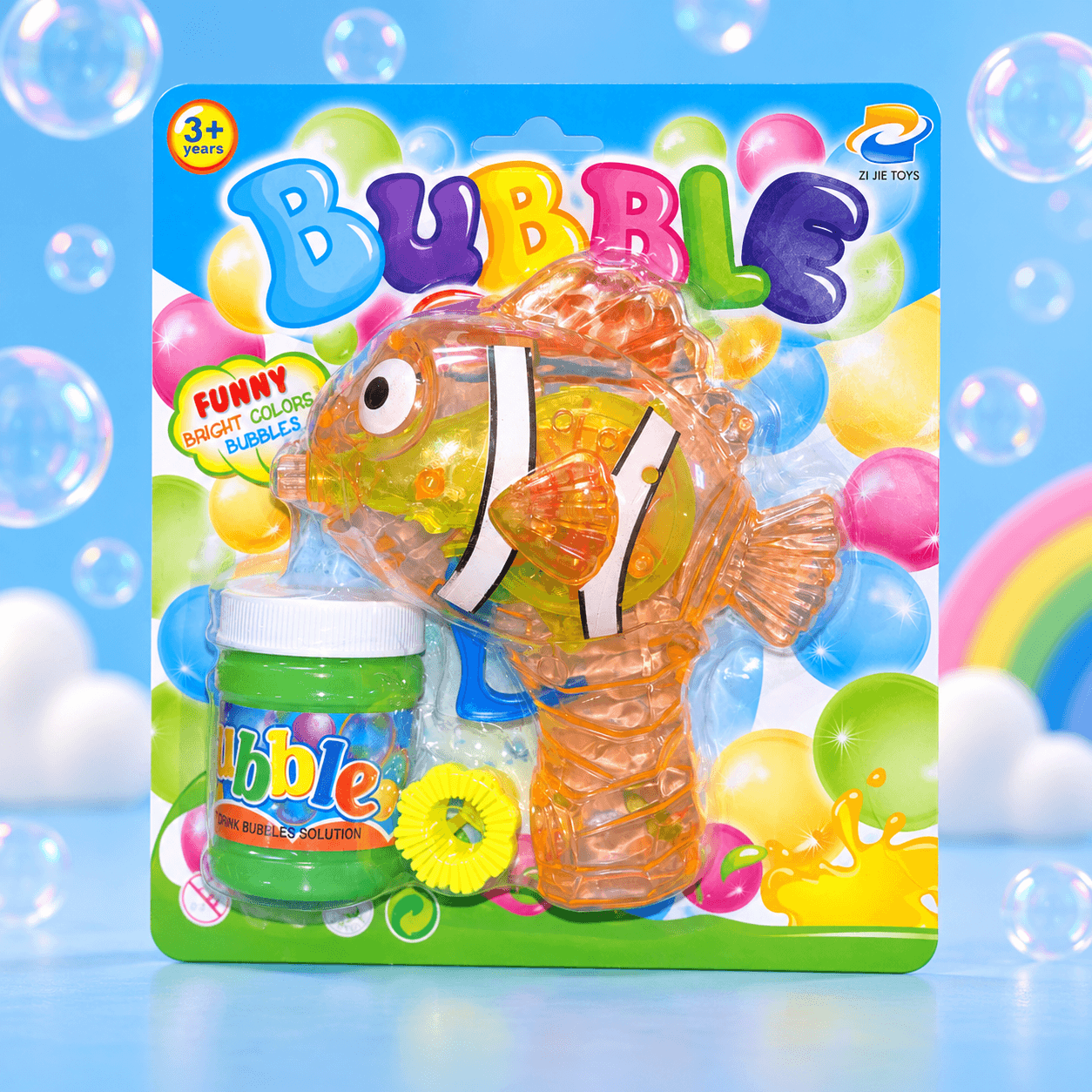 Pistola de Burbujas Pez Payaso Naranja con Líquido 13 × 11cm