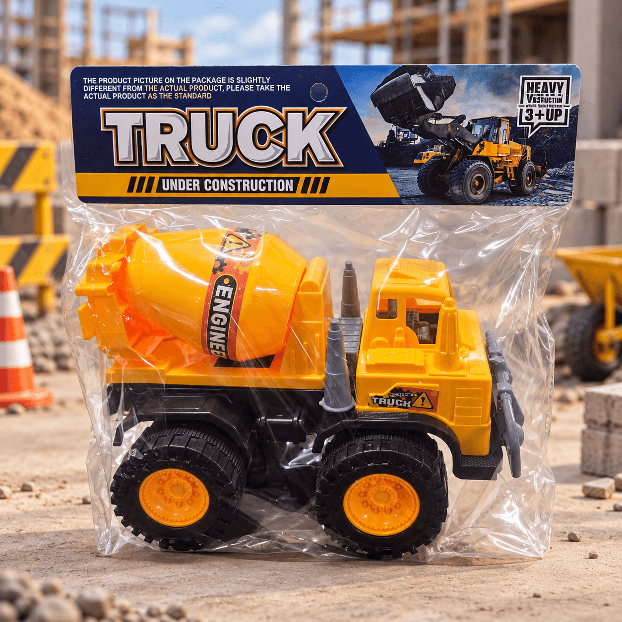 Carro Mezclador de Construcción Amarillo y Naranja en Bolsa