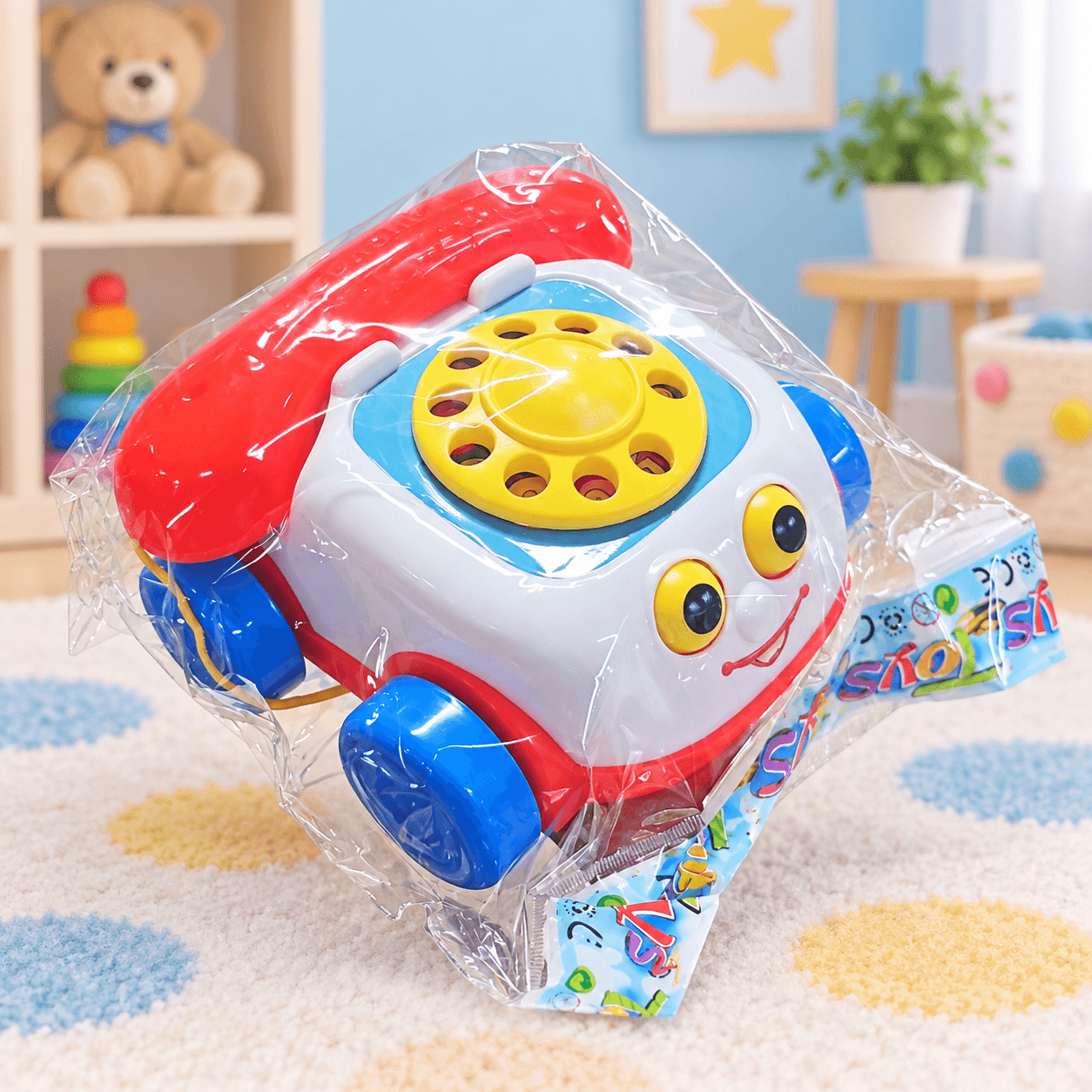 Carro Teléfono de Juguete con Ruedas y Disco Amarillo