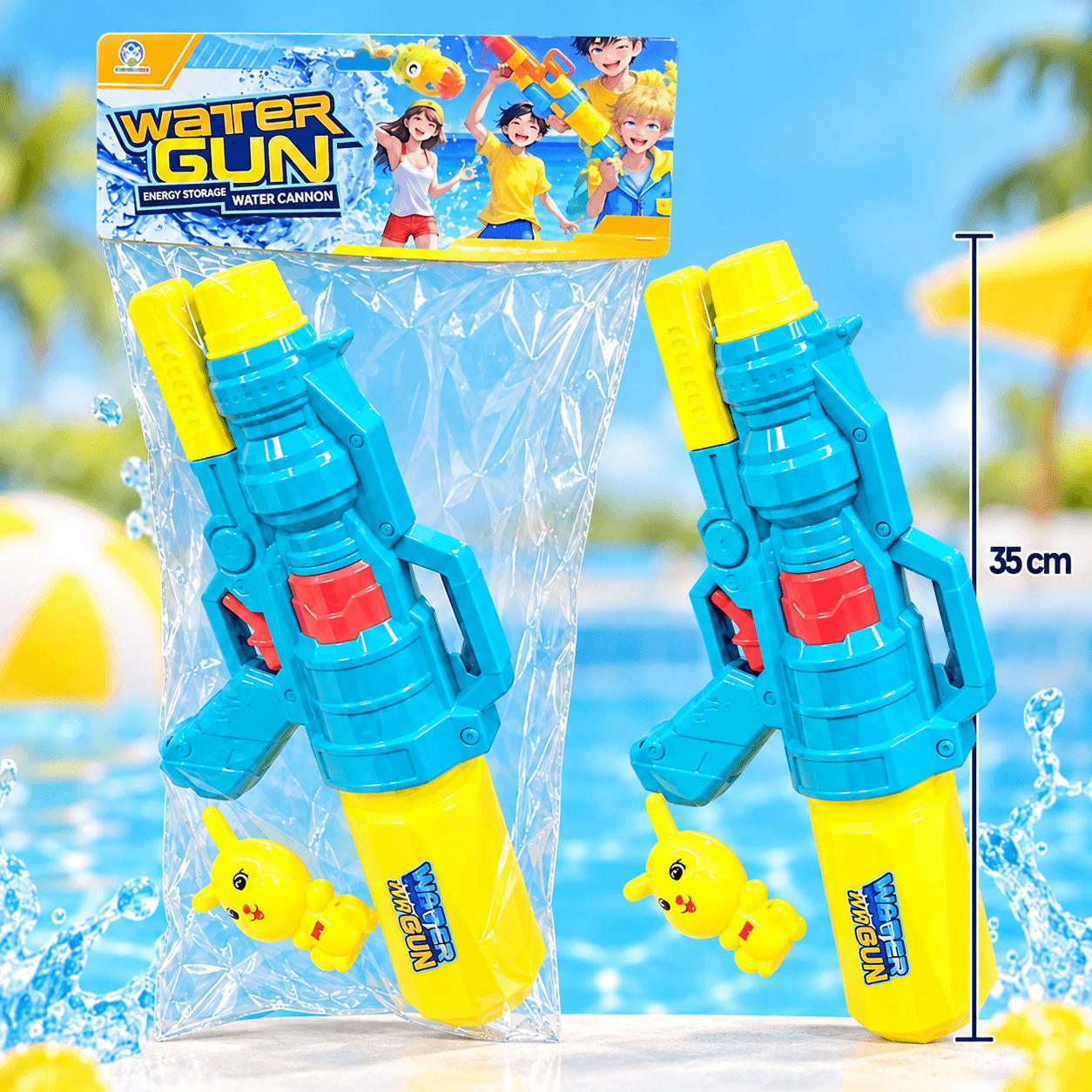 Pistola de Agua Mediana Turquesa y Amarilla 35cm