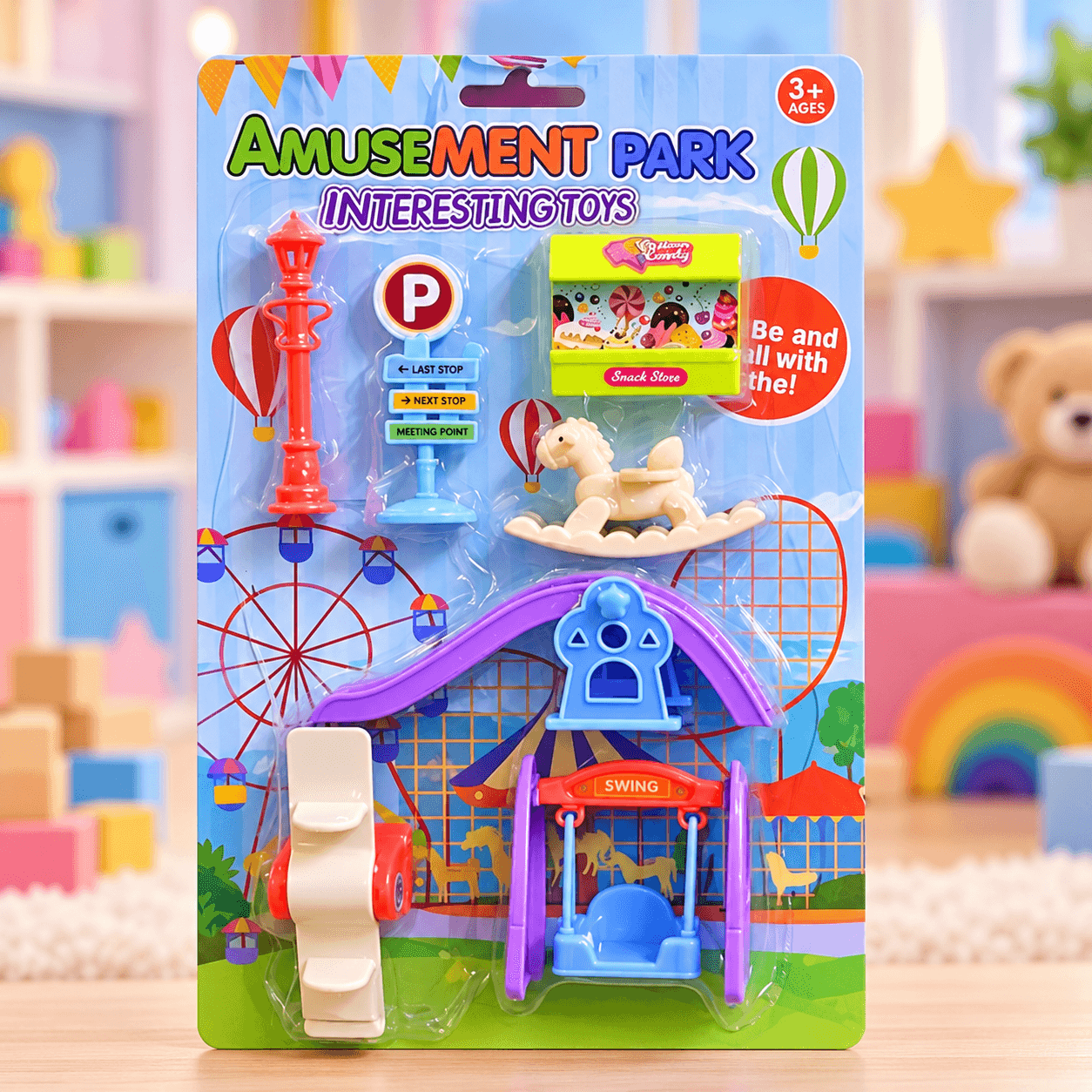 Juguete Parque Infantil con Tobogán, Columpio y Accesorios