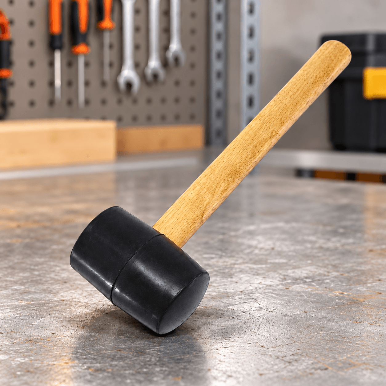 Mazo de Hule Negro con Mango de Madera