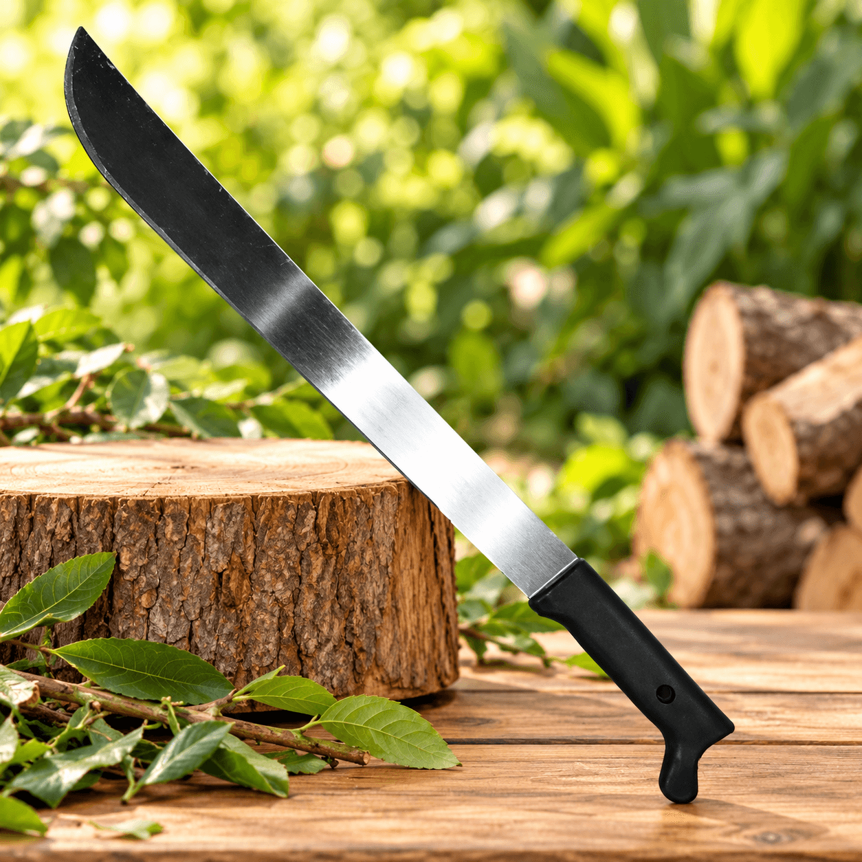 Machete de Punta Curva con Mango Negro