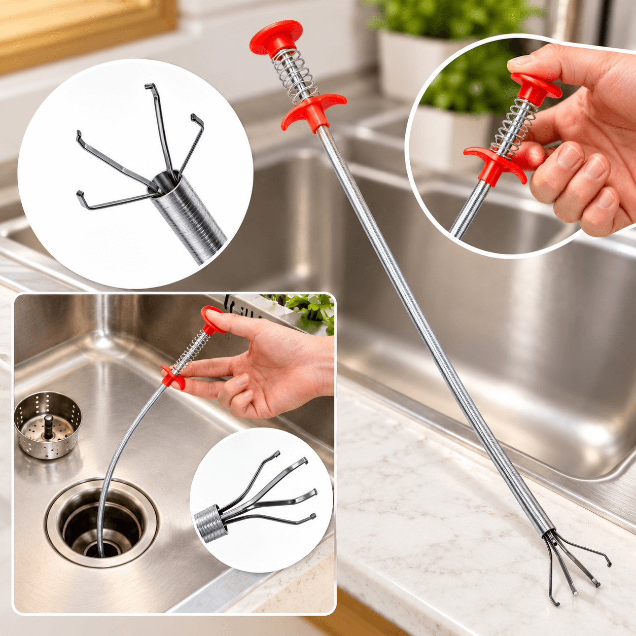 Pesca Metálica Flexible de Acero Inoxidable con 4 Garras