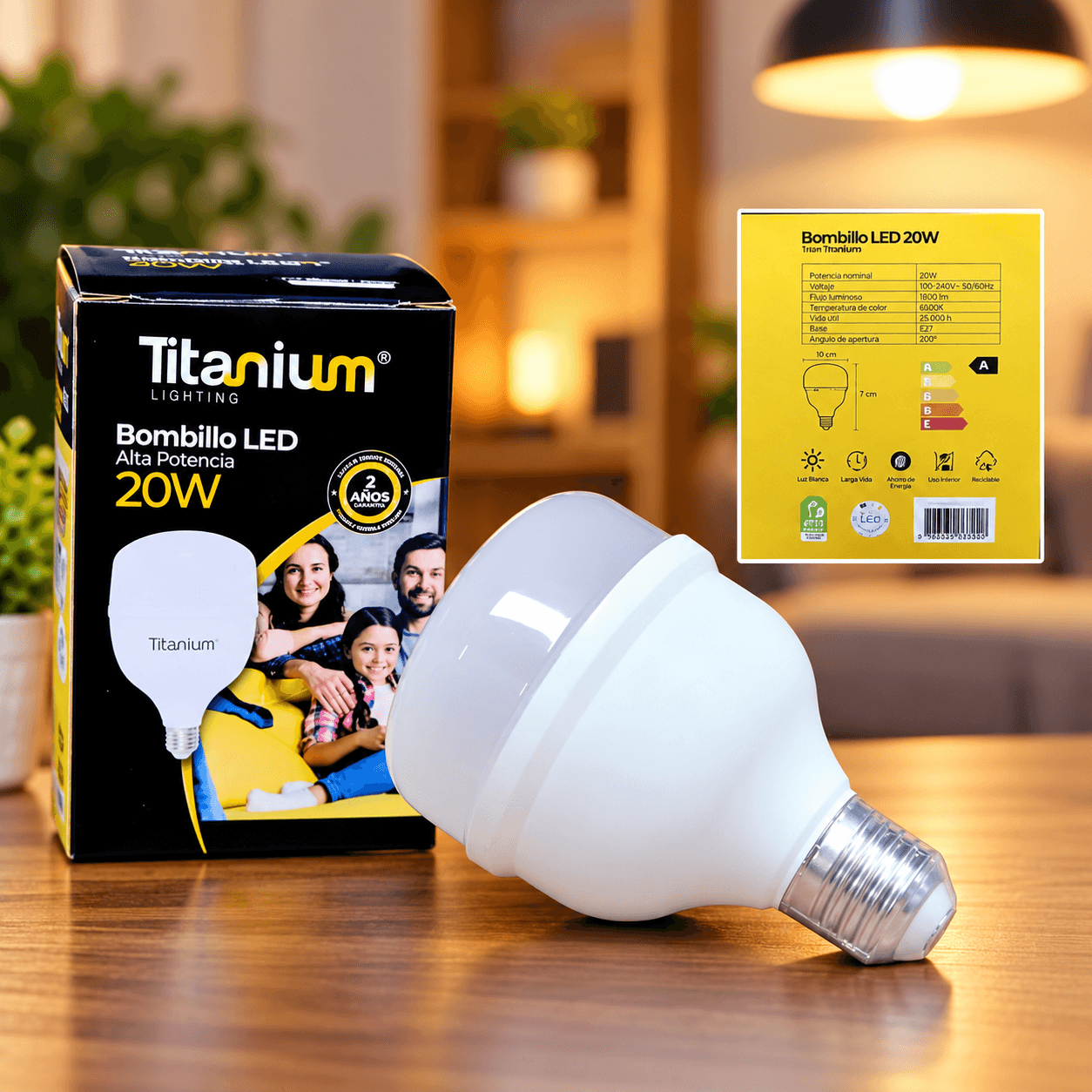 Bombillo LED Titanium Torpedo 20W Luz Blanca E27