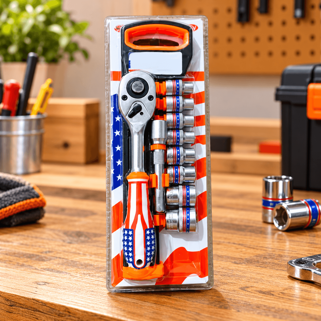Juego de Ratchet con Copas Diseño Bandera de Estados Unidos