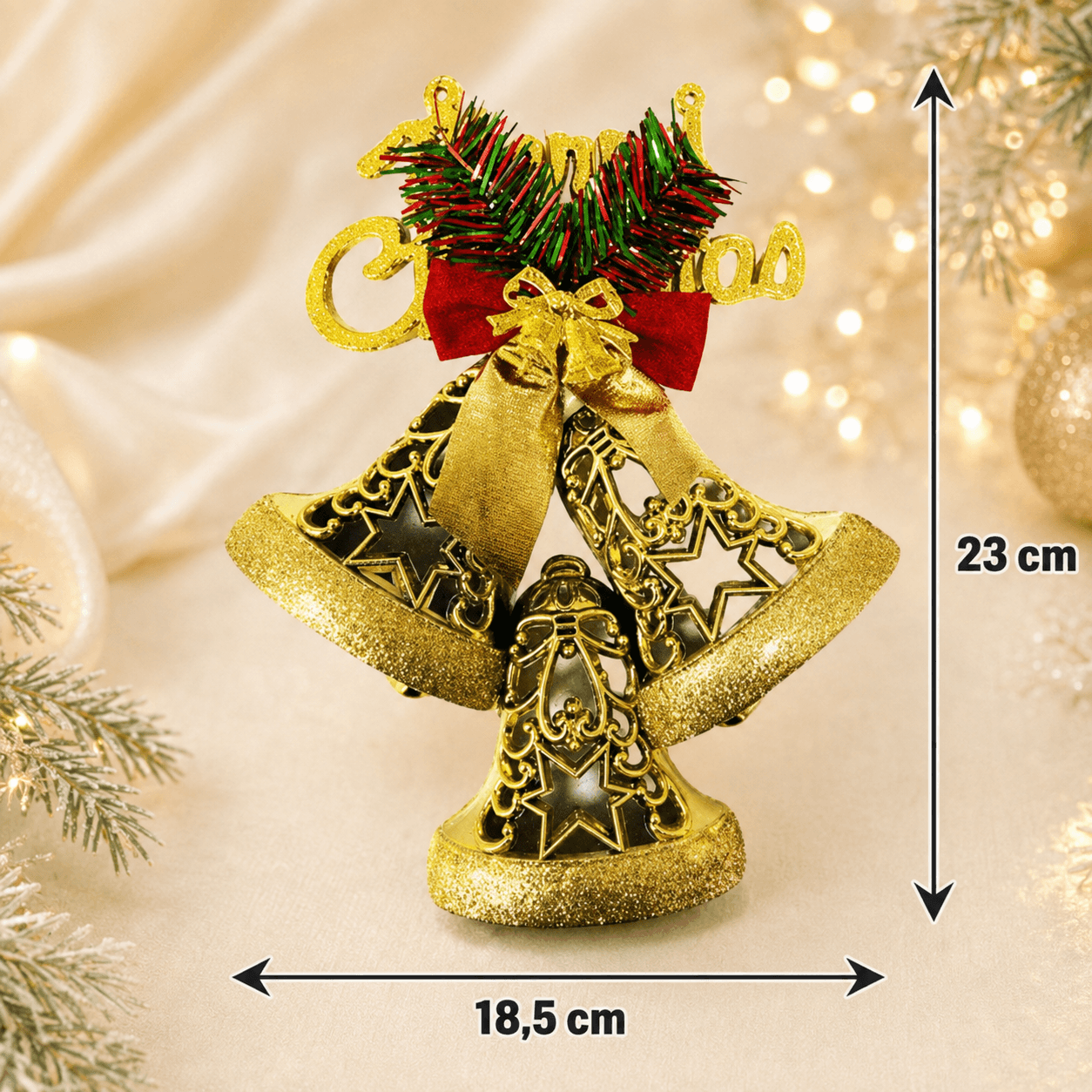 Adorno navideño campanas doradas x3