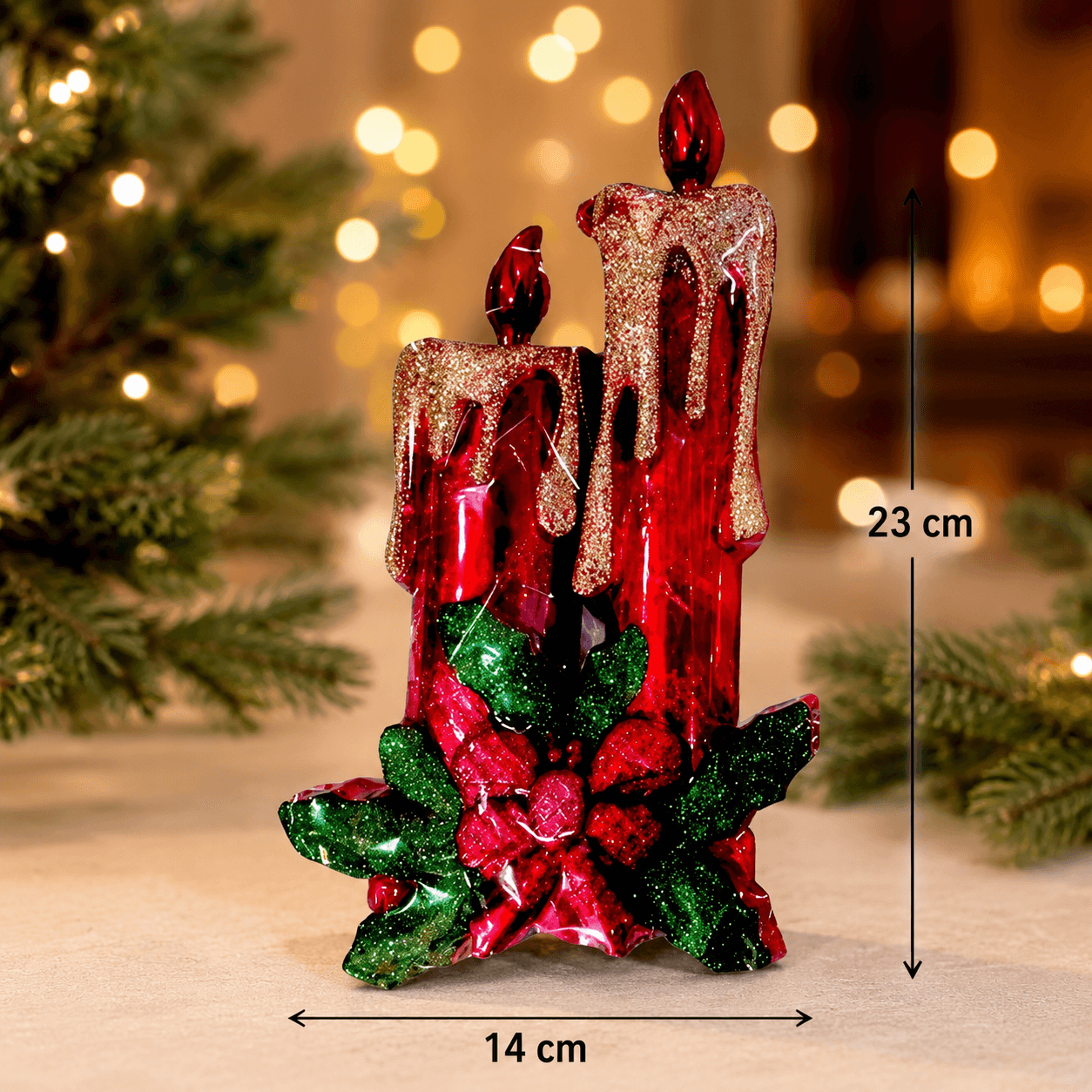 Adorno navideño velas rojas