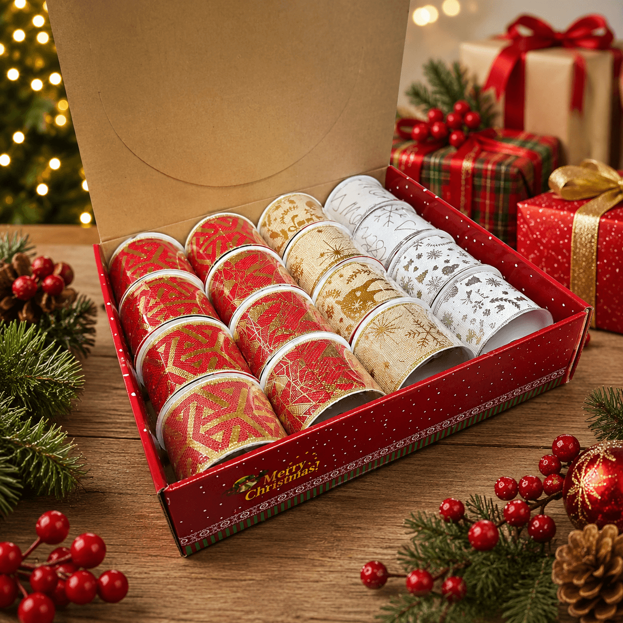 Cinta navidad 6.3 cm 3y caja x16