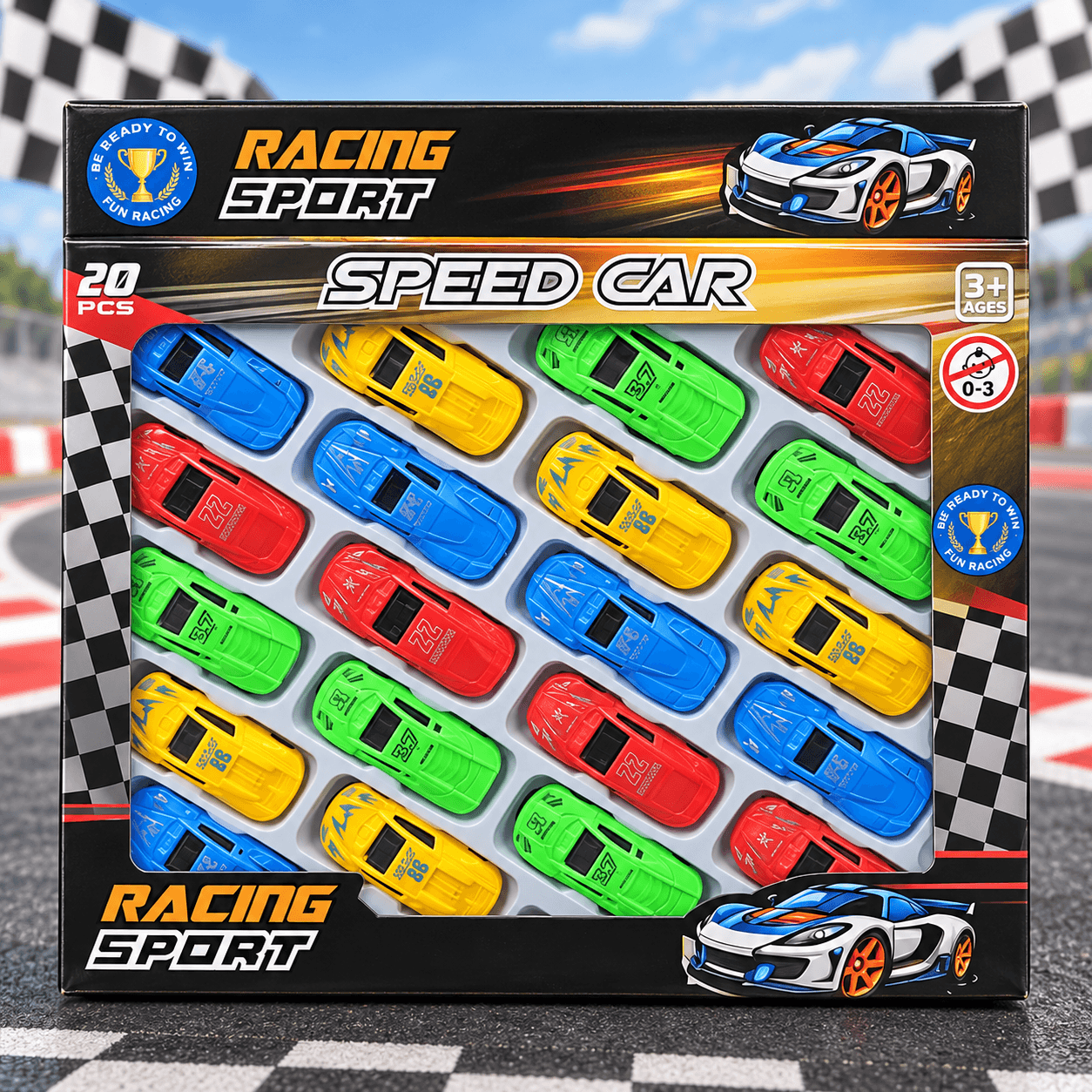 Set de 20 Carros de Carreras de Colección Multicolor