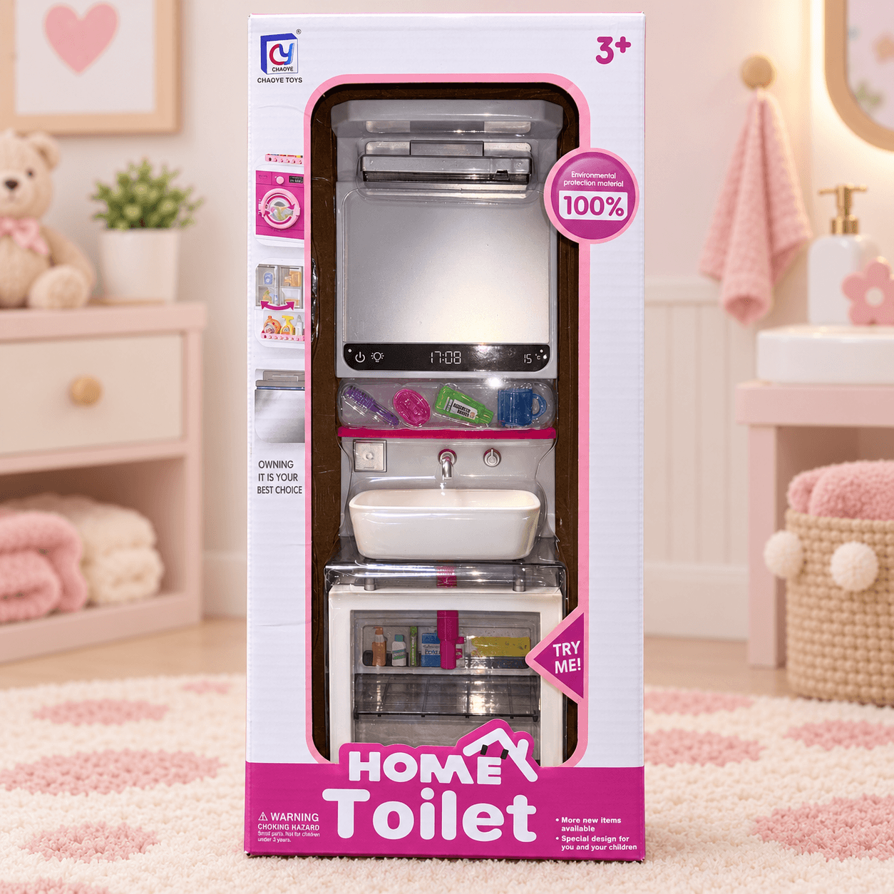 Set de Juguete Mueble de Baño con Lavamanos y Espejo