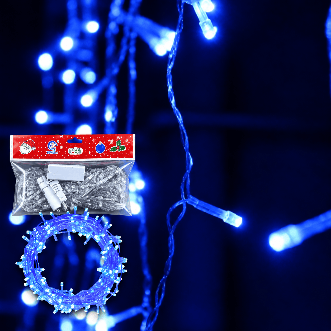 Luces navideñas Lineal 100 LED, cable siliconado 8 metros (Luz Azul)
