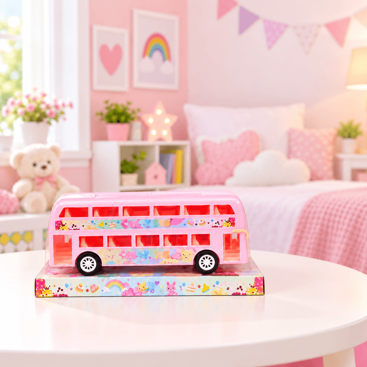 Bus de Juguete de Dos Pisos Rosado Candy Bus