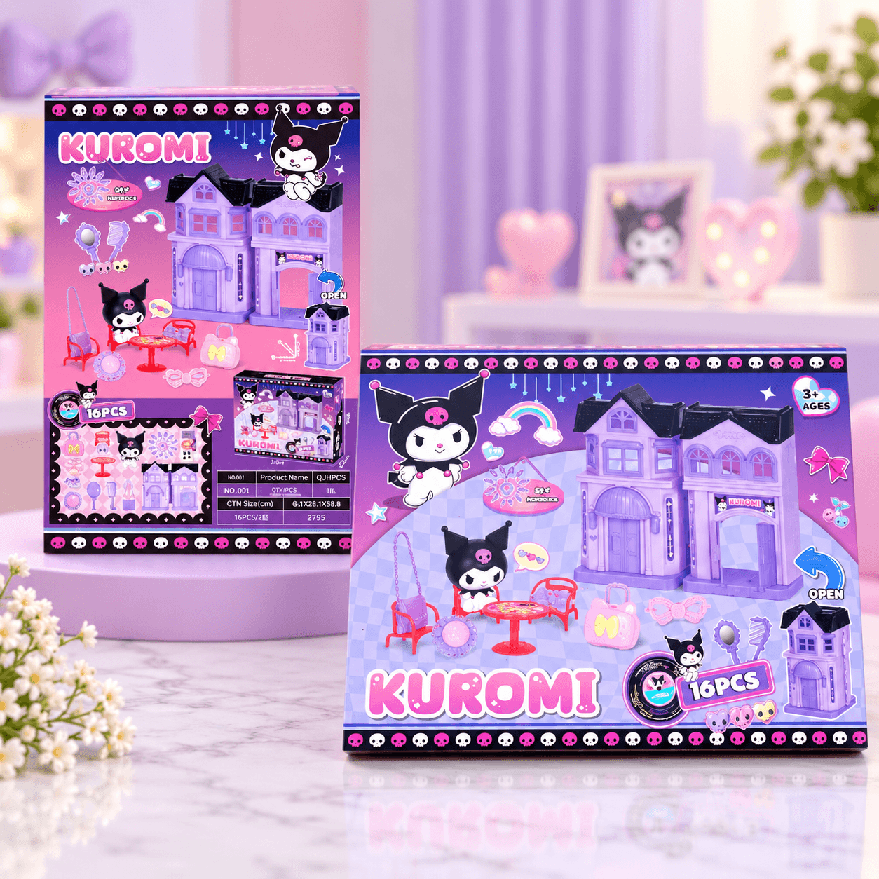 Castillo de Juguete Kuromi Morado con Accesorios x16 Piezas