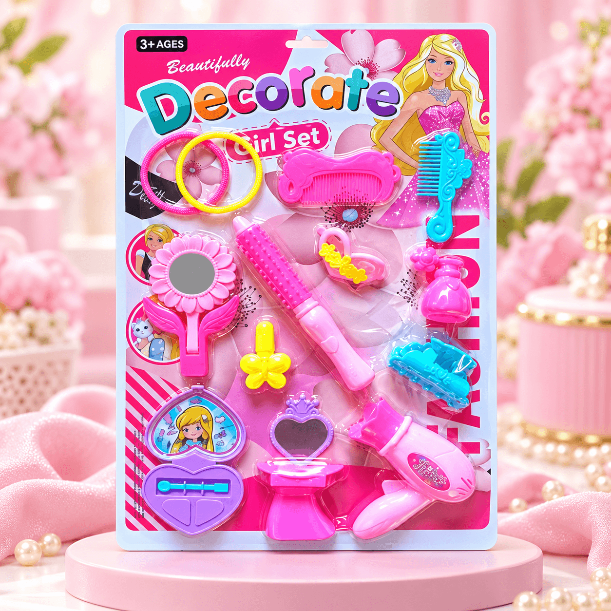 Set de Belleza de Juguete Rosado con Secador y Espejo